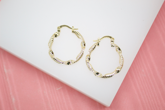 Small Twisted Lever back Hoop Earrings