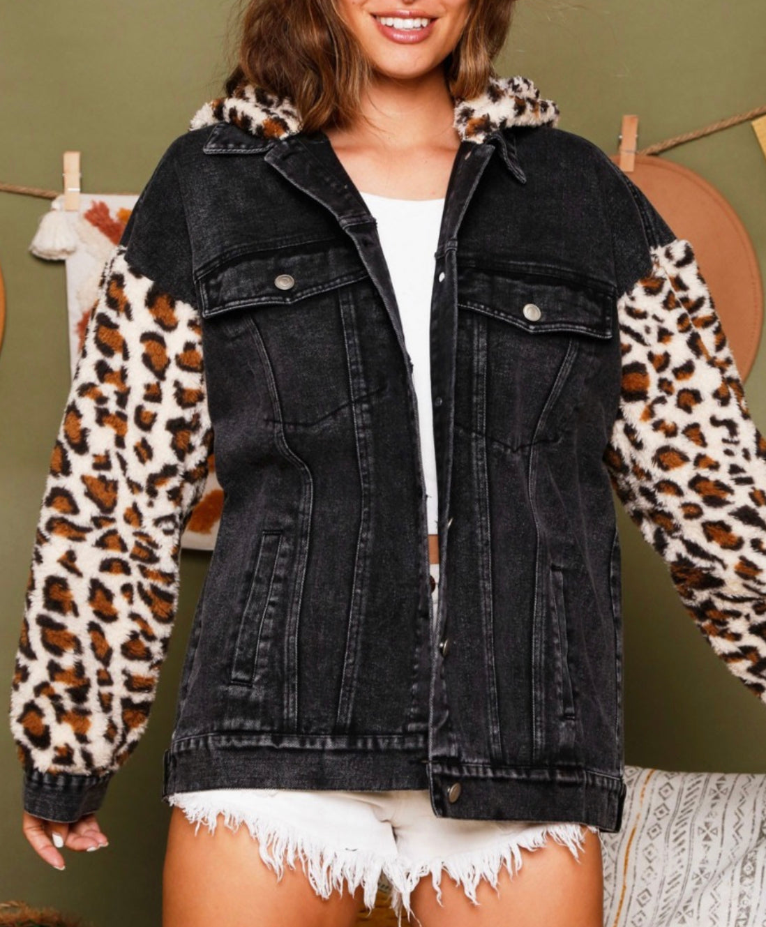 Cheetah Denim Jacket | Charcoal