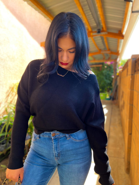 Gwen Sweater Top | Black | Butter